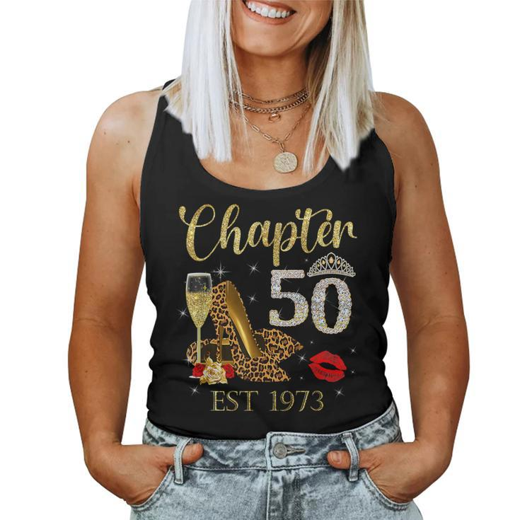 Chapter 50 Years Est 1973 50Th Birthday Wine Leopard Shoe Women Tank Top