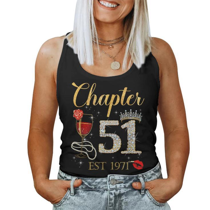 Chapter 51 Years Est 1971 51St Birthday Red Rose Wine Crown Women Tank Top