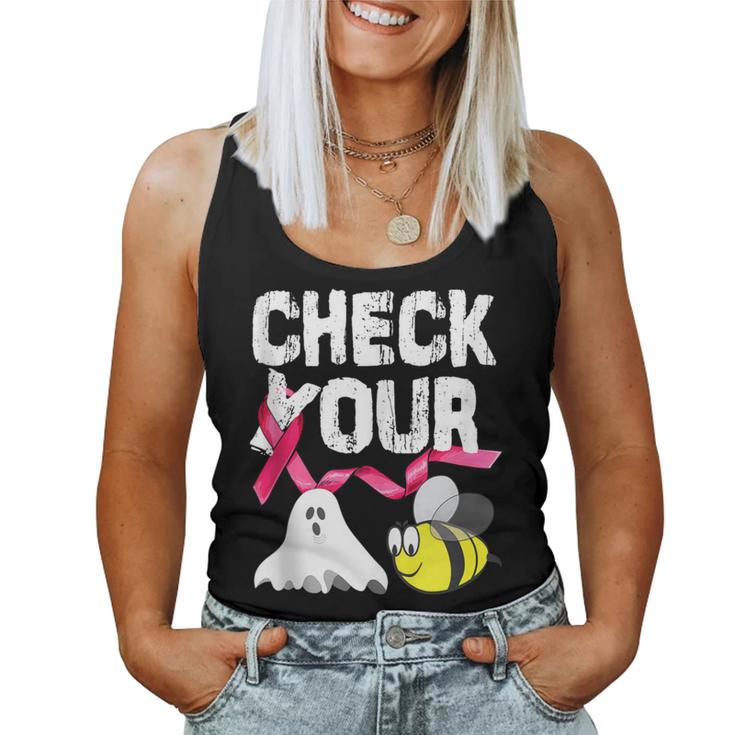 Check Your Boo Bees Breast Cancer Awareness Halloween Women Tank Top