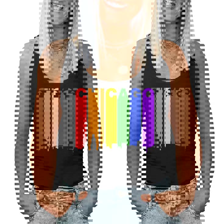 Chicago Illinois Lgbtq Gay Pride Rainbow Skyline Women Tank Top