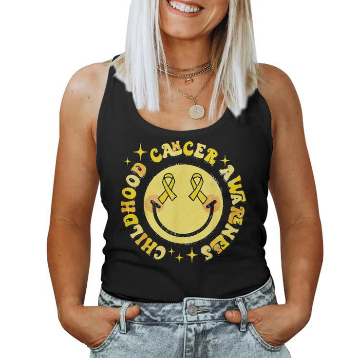 Childhood Cancer Awareness Smile Face Groovy Women Tank Top