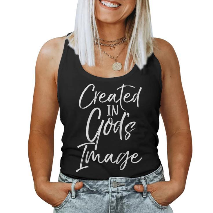 Christian Creation Quote Bible Verse Created In God's Image Women Tank Top