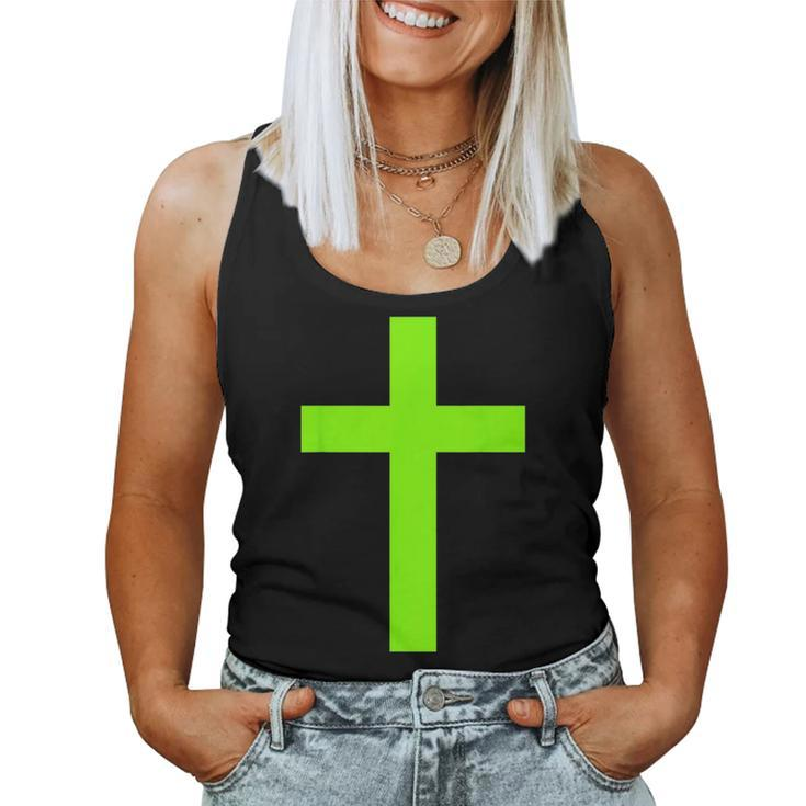 Christian God Jesus Cross Lime Green Women Tank Top