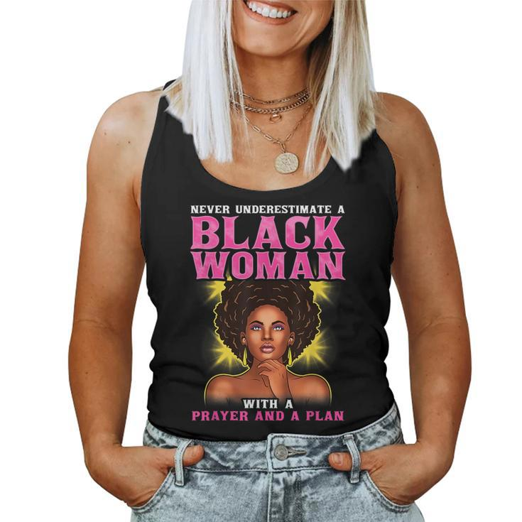 Christian Never Underestimate Black Woman Prayer Plan Women Tank Top Basic Casual Daily Weekend Graphic