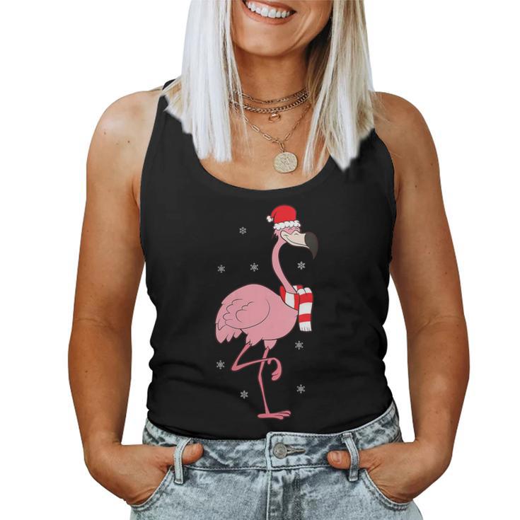 Christmas Flamingo With Santa Hat Cute Christmas Flamingo Women Tank Top