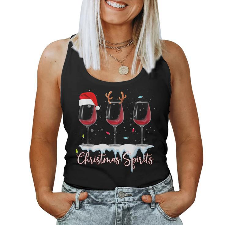 Christmas Spirits Glasses Of Wine Winter Holiday Women Tank Top