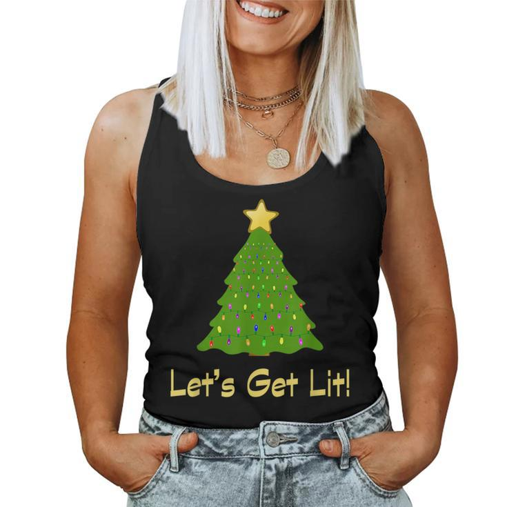 Christmas Tree Lets Get Lit Drinking Alcohol Men Adult Women Tank Top
