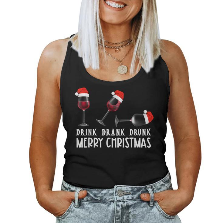 Christmas Wine Party Drink Drank Drunk Wine Glass Women Tank Top