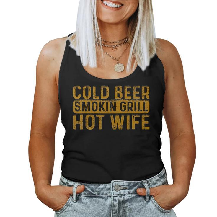 Cold Beer Smoking Grill Hotwife Husband Wife Bbq Joke  Women Tank Top Basic Casual Daily Weekend Graphic