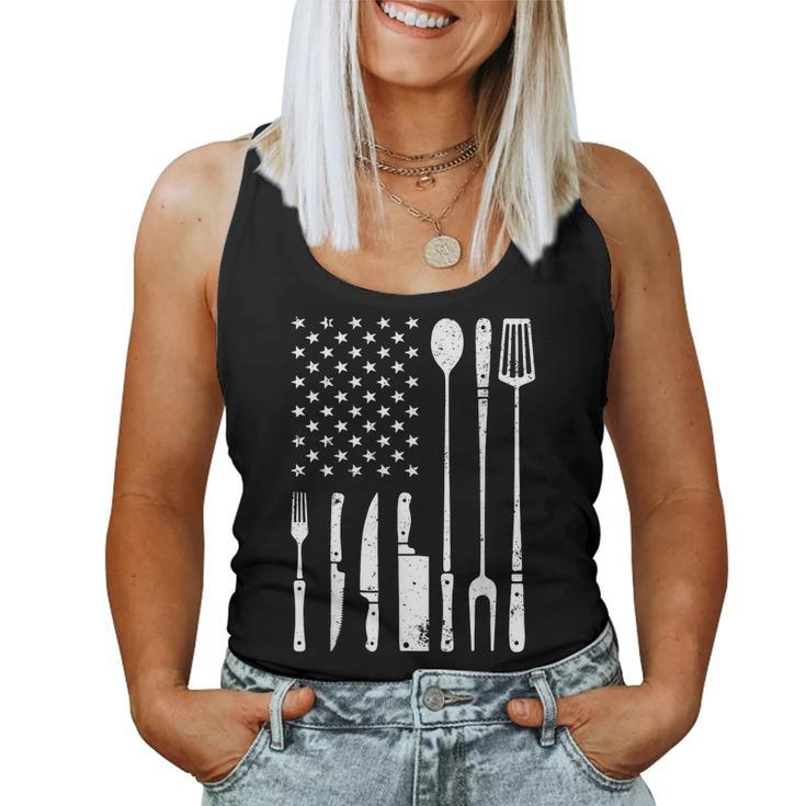 Cool Grilling For Us Flag Bbq Barbeque Smoker Women Tank Top