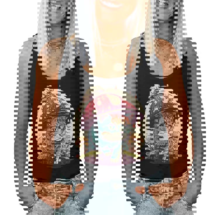 Cottagecore Aesthetic Cats | Cat With Mushroom Hat | Kawaii  Women Tank Top Weekend Graphic