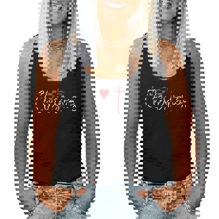 Cross Christmas Cute X-Mas Pajama Christian Jesus Faith Women Tank Top