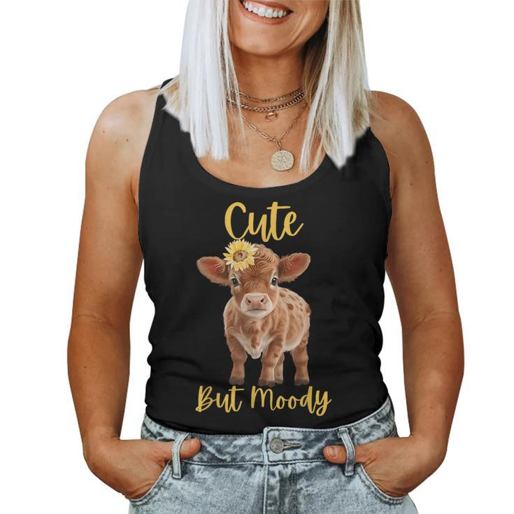Cute Cow-Moody Cow Lovers Farm Cowgirl Baby Cow An Sunflower Women Tank Top