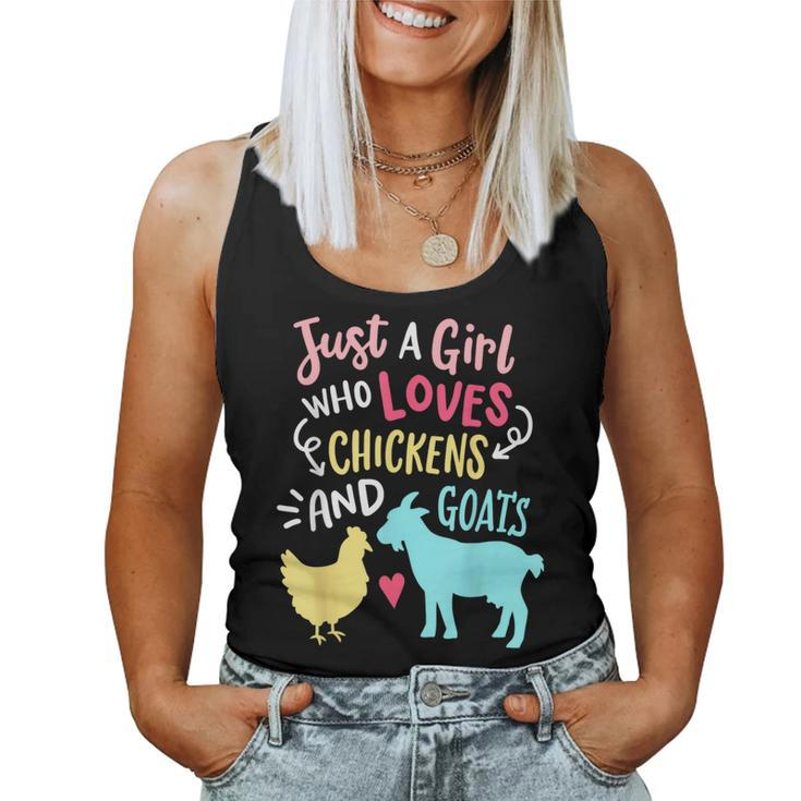Cute Girl Who Loves Chickens Goats Lover Farmer Girls Women Tank Top