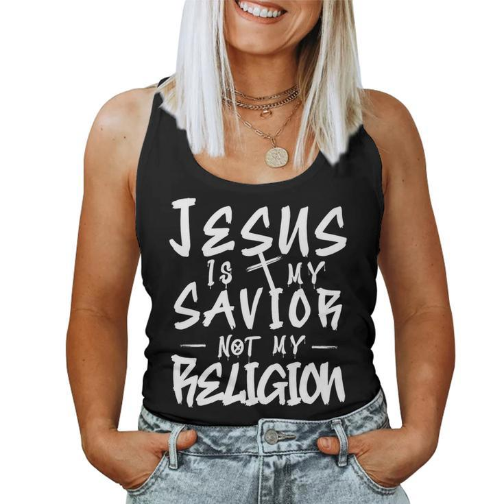 Cute Jesus Is My Savior Not My Religion Cross Faith Quote Faith Women Tank Top