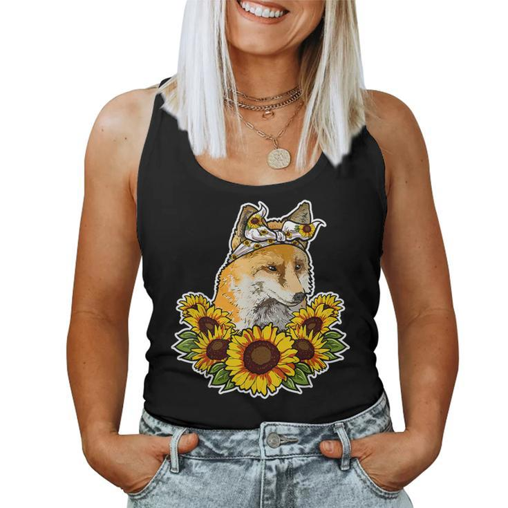 Cute Love Fox Sunflower Decor Fox Women Tank Top