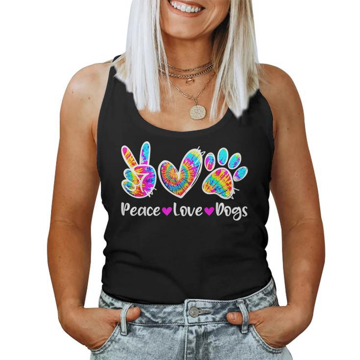 Cute Peace Love Dogs Tie Dye Dog Paw Dog Mom Mothers Day  Women Tank Top Basic Casual Daily Weekend Graphic