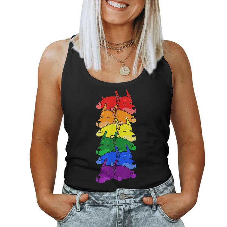 Cute Rainbow Doberman Gay Pride Lgbt Puppy Lover Women Tank Top