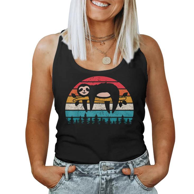 Cute Sloth For Girls And Women Vintage Sunset Sloths Women Tank Top