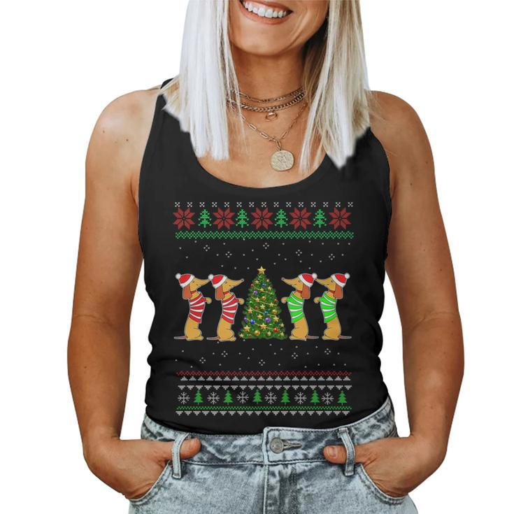 Dachshund Dog Christmas Ugly Sweater Dachshund Xmas Women Tank Top