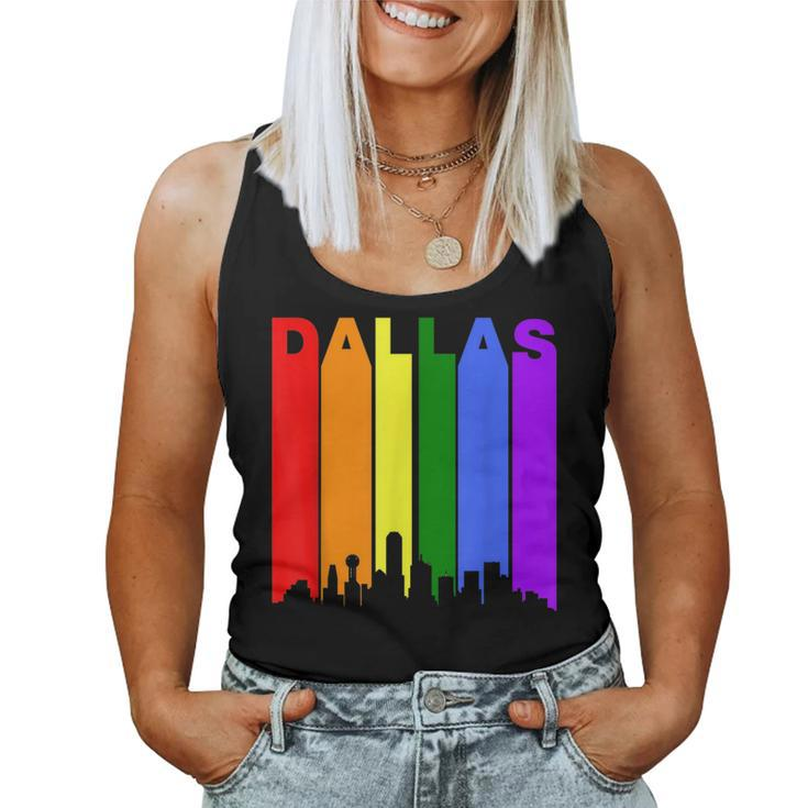 Dallas Texas Downtown Rainbow Skyline Lgbt Gay Pride Women Tank Top