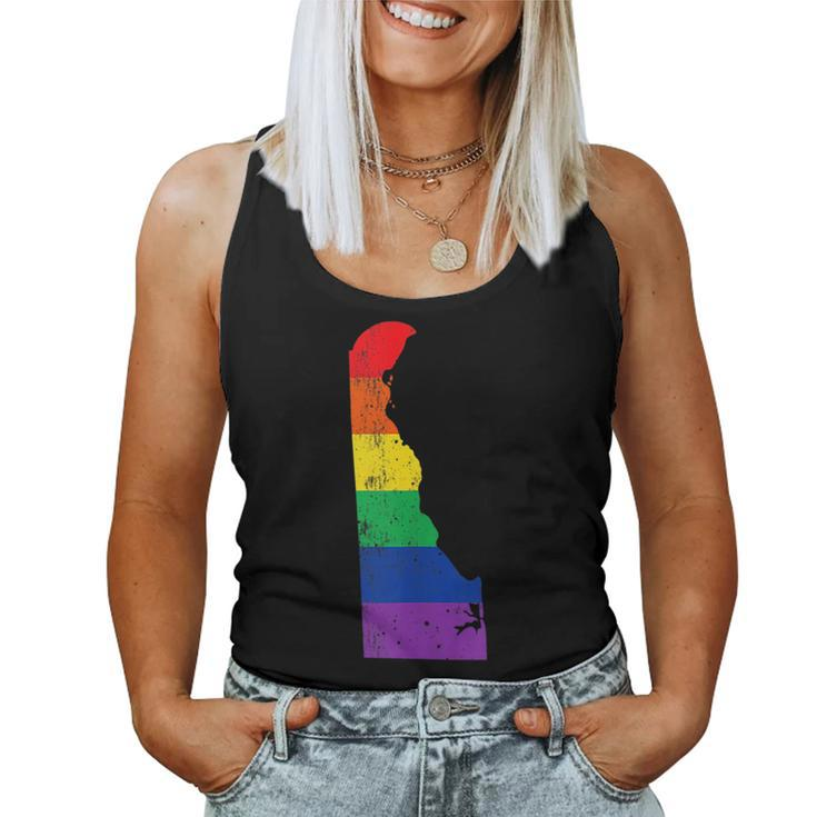 Delaware Pride Rainbow Flag Map Gay Lesbian Lgbt Support Women Tank Top