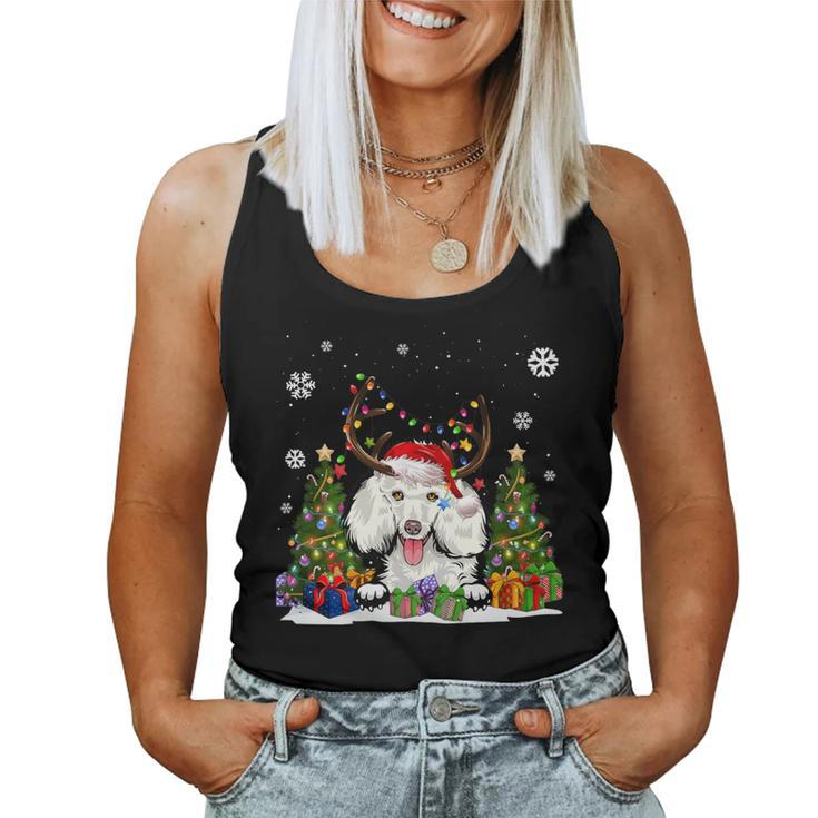 Dog Lovers Cute Poodle Santa Hat Ugly Christmas Sweater Women Tank Top