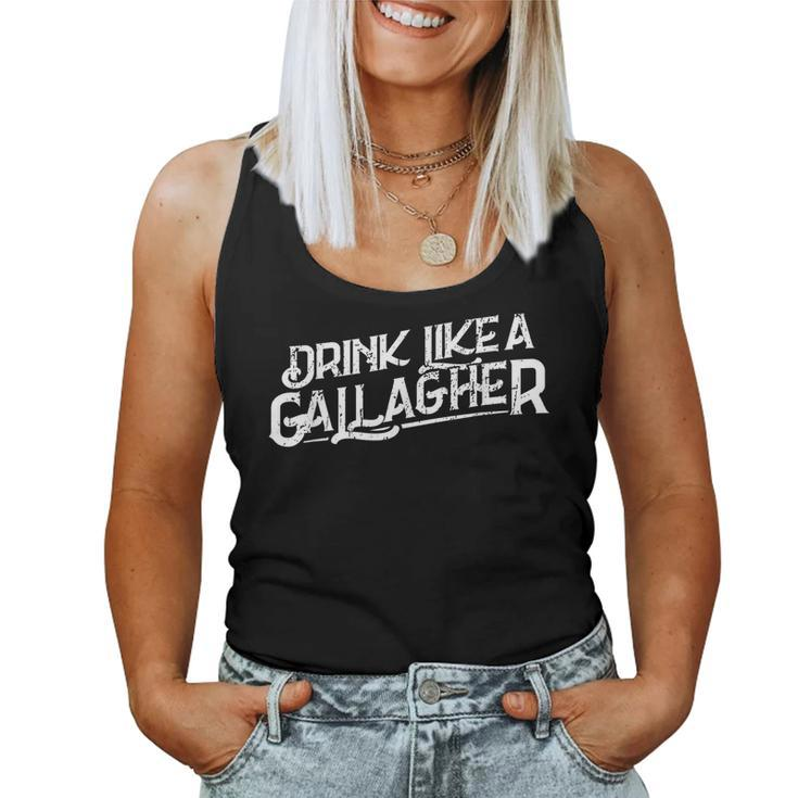 Drink Like A Gallagher Beer St Patricks Day Beer Women Tank Top