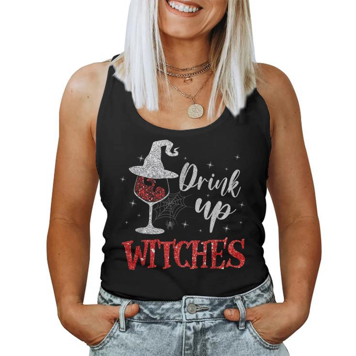 Drink Up Witches Wine Glass Halloween Drinking Women Tank Top