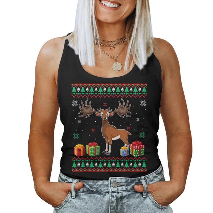 Elk Lover Ugly Christmas Sweater Women Tank Top