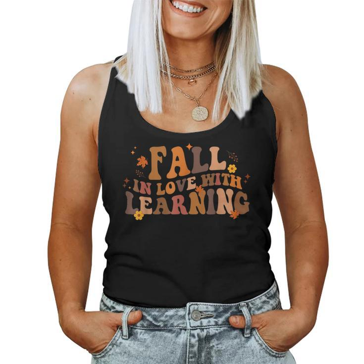 Fall In Love With Learning Fall Teacher Thanksgiving Retro Women Tank Top