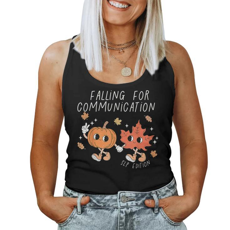 Falling For Communication Slp Speech Therapy Fall Pumpkin Women Tank Top