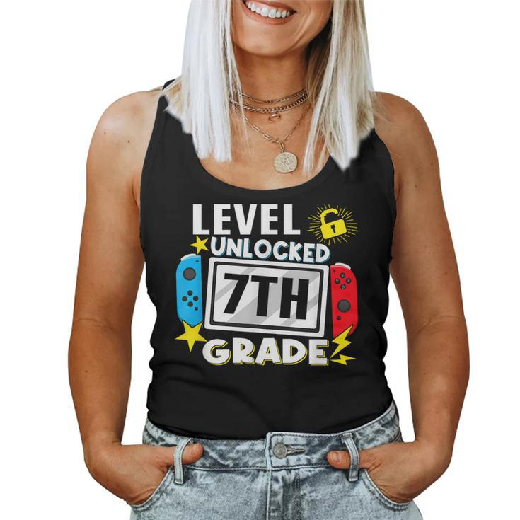 First Day Of 7Th Grade Level Unlocked Game Back To School Women Tank Top