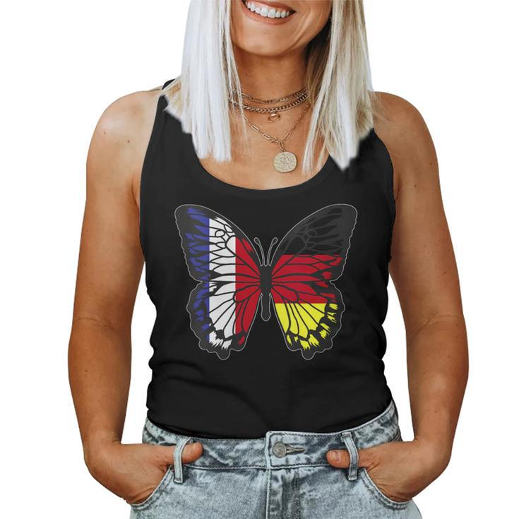 France And Germany Mix Butterfly Half German Half French Women Tank Top