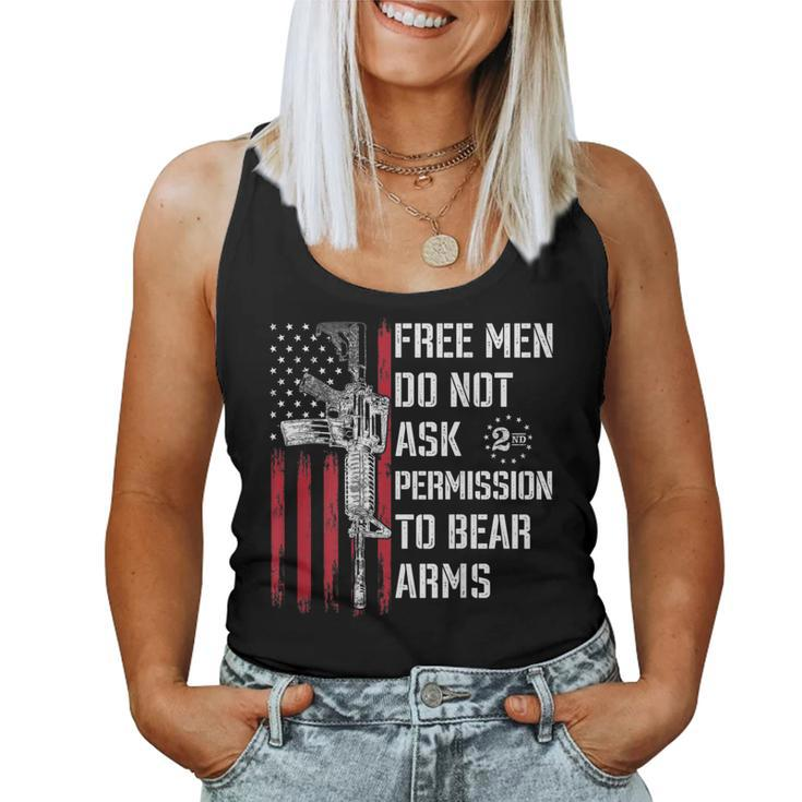 Free Men Do Not Ask Permission To Bear Arms Pro 2A On Back  Women Tank Top Basic Casual Daily Weekend Graphic