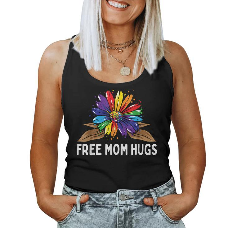 Free Mom Hugs Gay Pride Lgbt Rainbow Sunflower Flower Hippie Women Tank Top