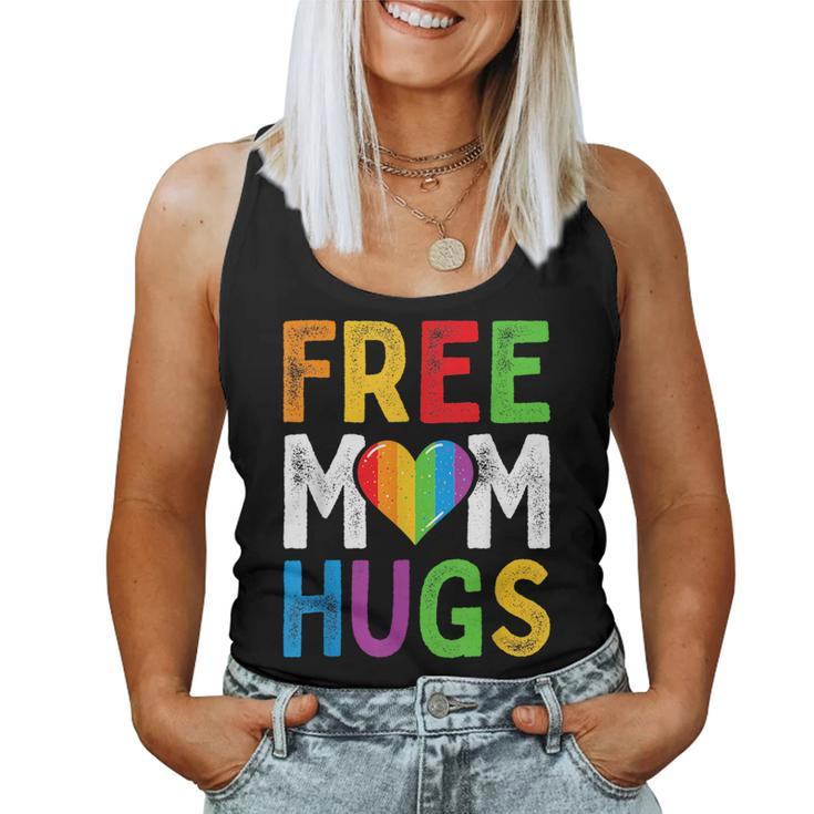 Free Mom Hugs Rainbow Heart Lgbt Ally Pride Month Retro Women Tank Top