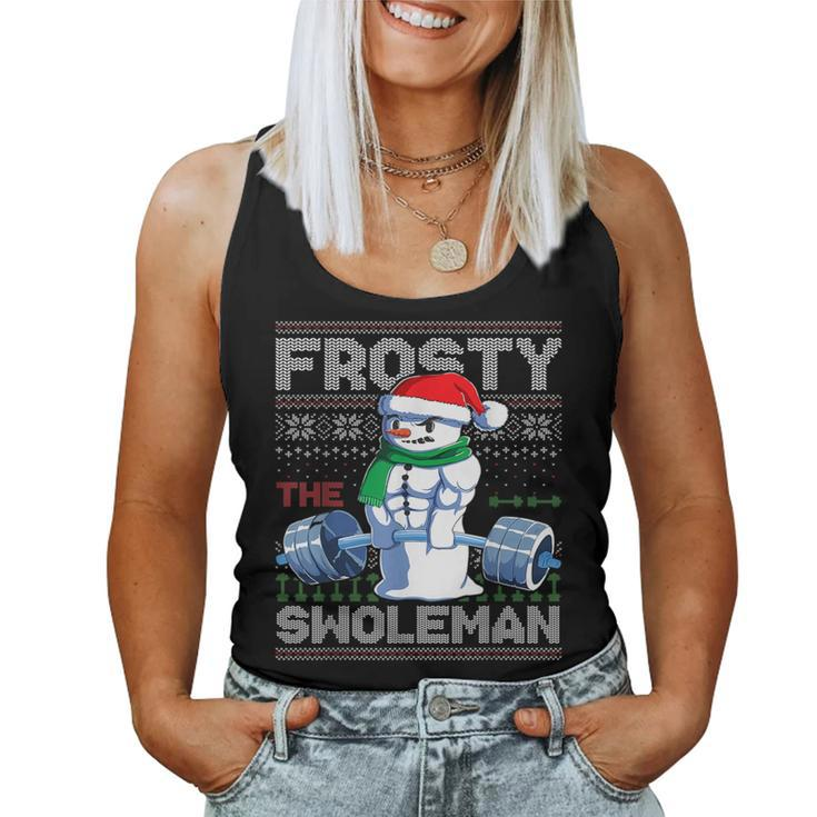 Frosty The Swoleman Ugly Christmas Sweater Snowman Gym Women Tank Top