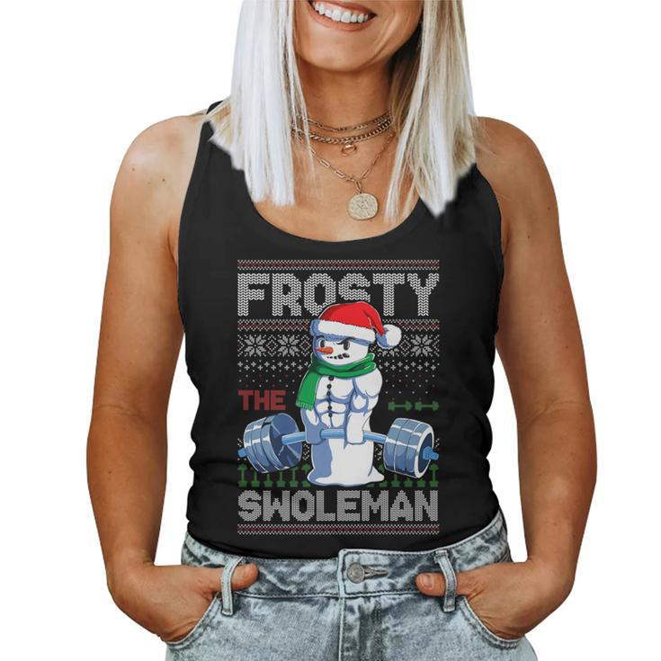 Frosty The Swoleman Ugly Christmas Sweater Snowman Gym Women Tank Top