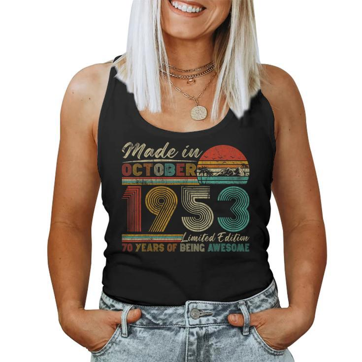 70 Years Old October 1953 Vintage Retro 70Th Birthday Women Tank Top
