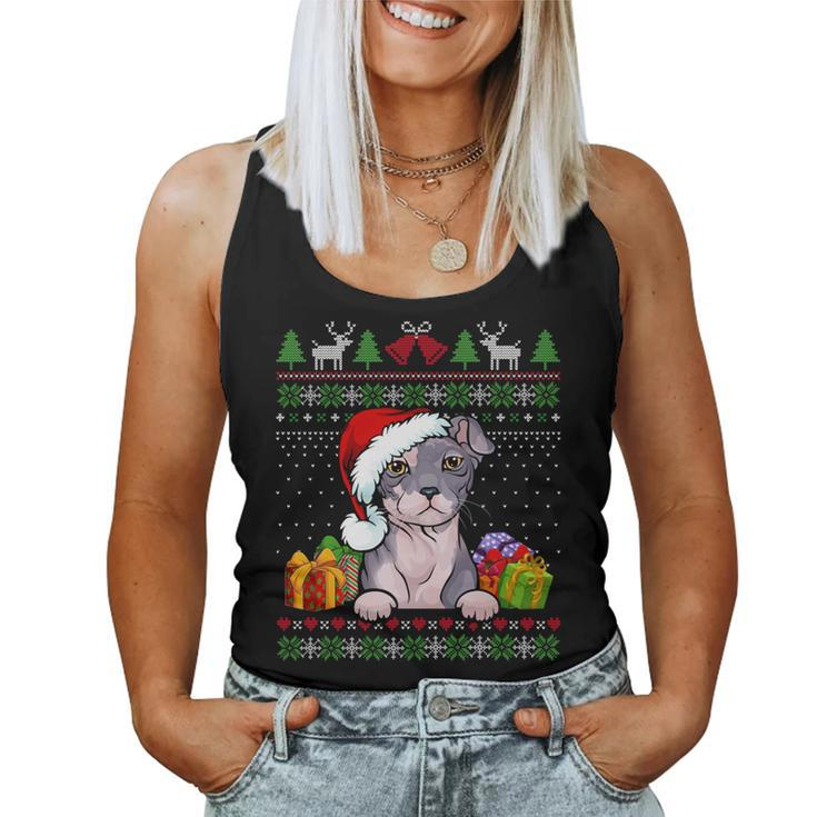 Cat Lover Cute Eagean Santa Hat Ugly Christmas Sweater Women Tank Top