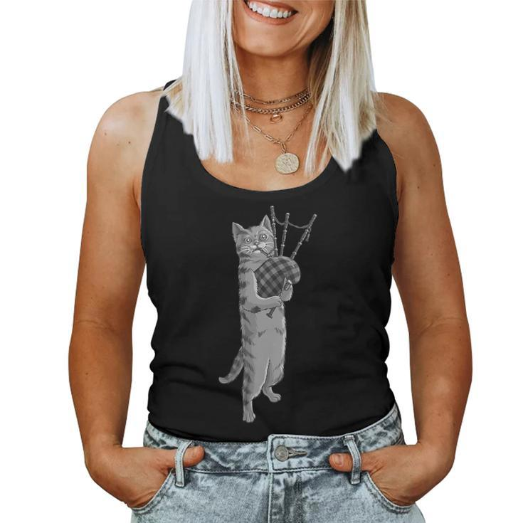 Cat Playing Bagpipes Cool Animal Lover Musician Women Tank Top