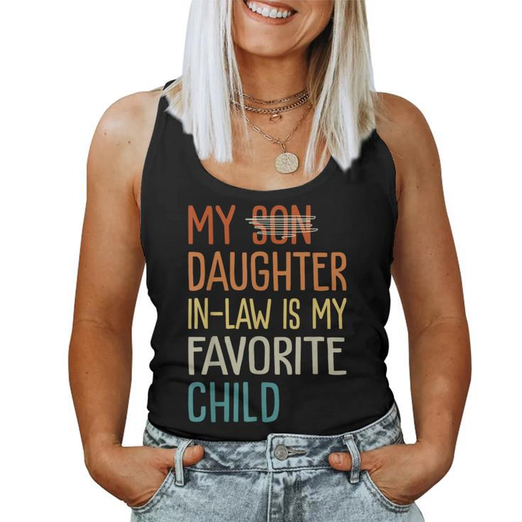 Funny Humor My Daughter In Law Is My Favorite Child Vintage  Women Tank Top Basic Casual Daily Weekend Graphic