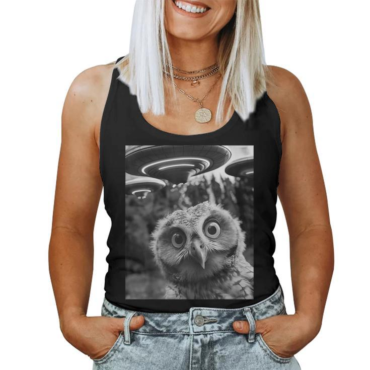 Graphic For Owl Selfie With Ufos Weird Women Tank Top