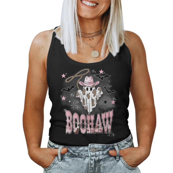 Pink Boohaw Ghost Halloween Cowgirl Western Country Women Tank Top