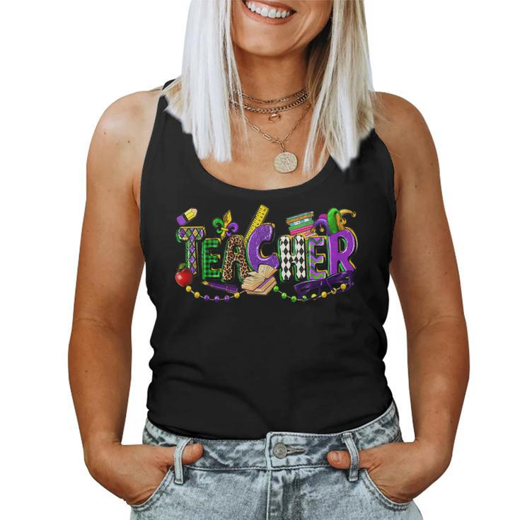 Funny Teacher Mardi Gras Parade Festival Family Matching  Women Tank Top Basic Casual Daily Weekend Graphic