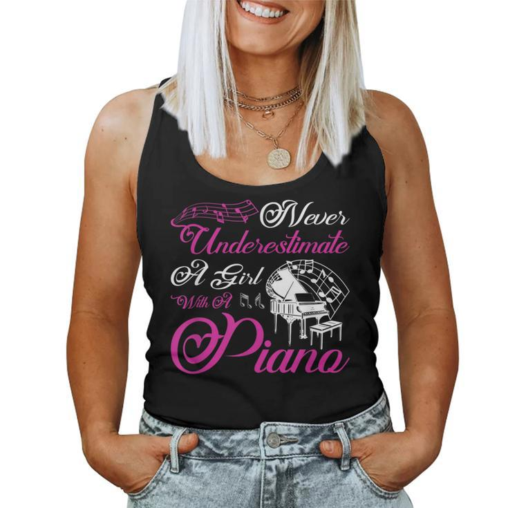 Never Underestimate A Girl With A Piano Women Tank Top