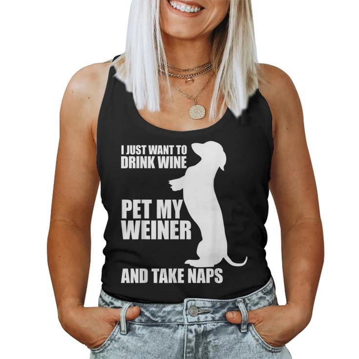 Weiner Dog Wine Dachshund And Naps Idea Women Tank Top