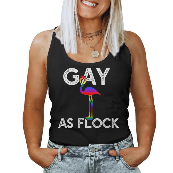 Gay As Flock Af Lgbt Rainbow Flag Pride Flamingo Meme Women Tank Top