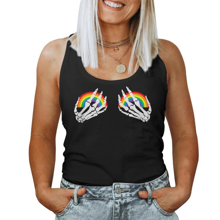 Gay Les Pride Rainbow Boobs Skeleton Hand Lgbt Gay Women Tank Top
